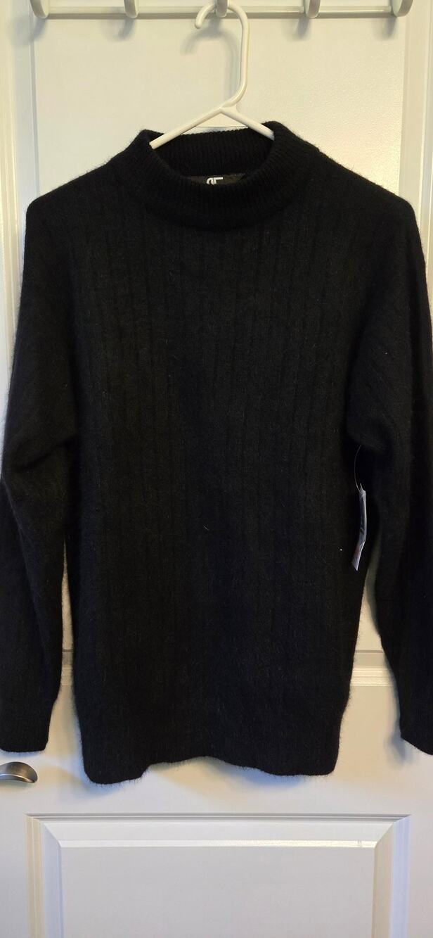 Vintage NWT 90s Womens Mock Neck Sweater Black Medium Rafaella Capsule Goth